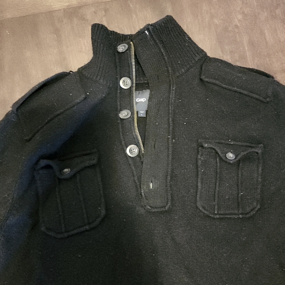 Military Cut Black Sweater Gap